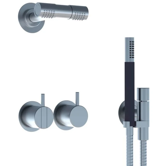 Vola 2471-081D dusjbatteri, med hode- og hånddusj, rustfritt stål | 2471-081D-40