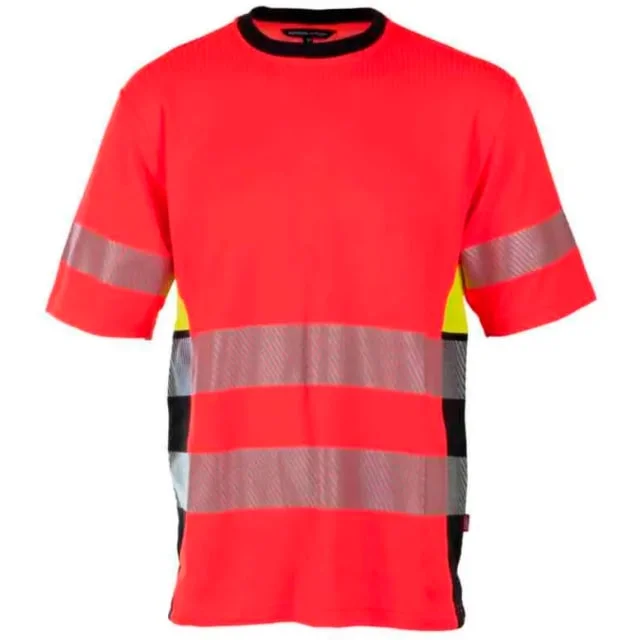 Bekken & Strøm Gjøvik T-skjorte, HiVis kl.3, unisex, str. 2XL, rød/sort | 677879