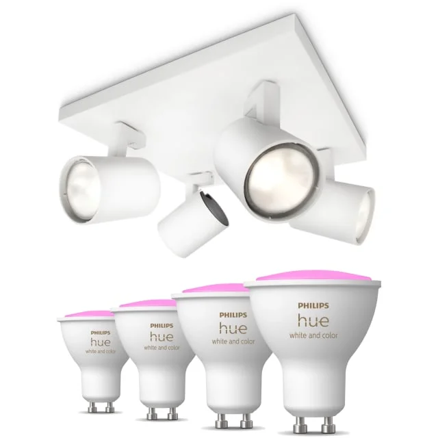 Philips Runner spotter i tak, 4 spotter, Hue White Color Ambiance pærer | 2045100248+++ Philips Runner spotter i tak, 4 spotter, Hue White Color Ambiance pærer | 2045100248+++