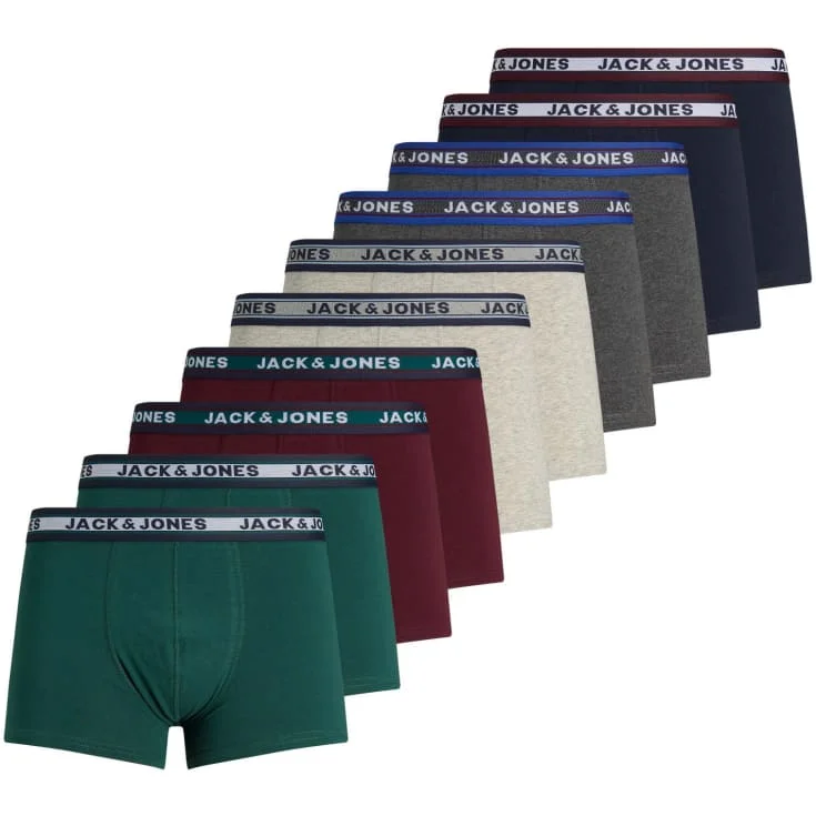 Jack & Jones Solid boxershorts 10-pak, mørkegrønn, str. 2XL | 12189937-DarkGreyMel_2XL
