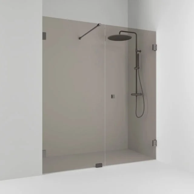 Svedbergs 180° dusjnisje rett/fast, 196,5 cm, bronsefarget glass, blyantsort profil | 626920