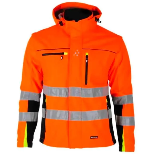 Bekken & Strøm Bergset softshelljakke, HiVis kl.2, unisex, str. L, oransje/sort | 677799 Bekken & Strøm Bergset softshelljakke, HiVis kl.2, unisex, str. L, oransje/sort | 677799
