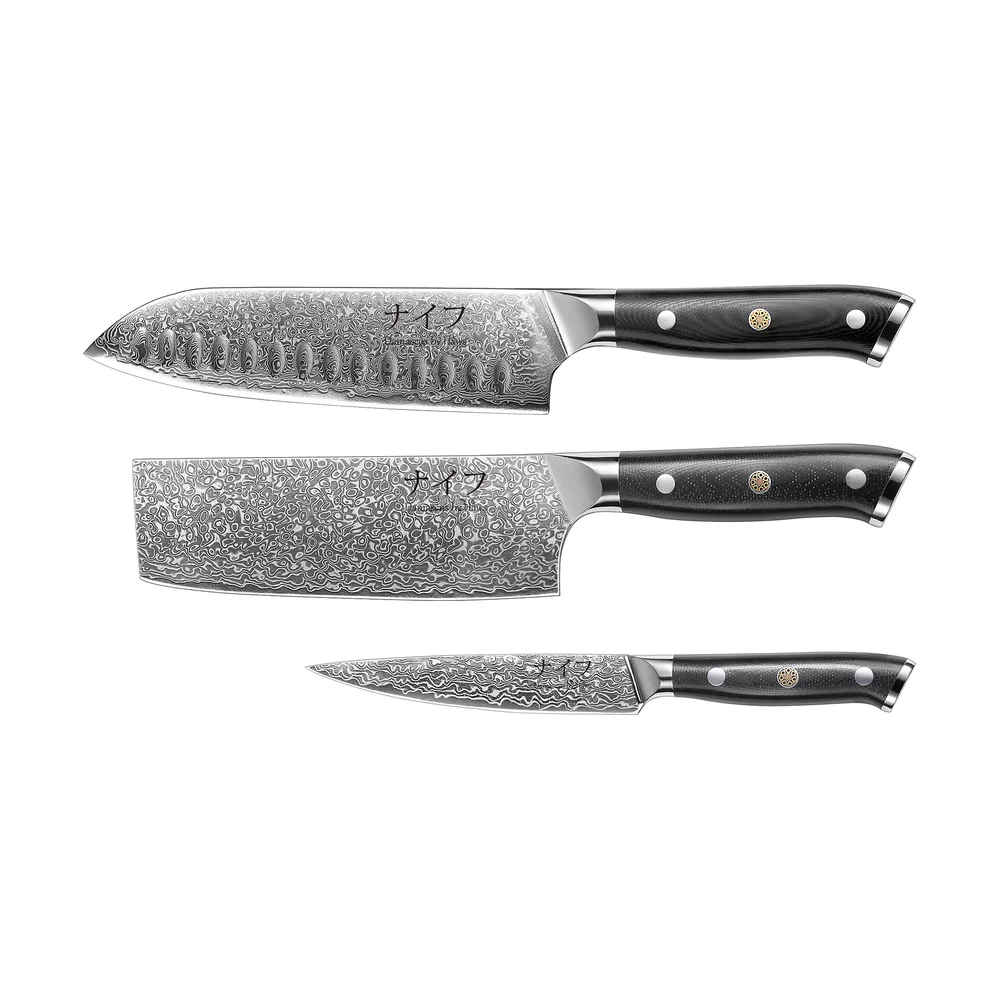 Damascus By Hâws knivsett 3-deler v:6969781 Damascus By Hâws knivsett 3-deler v:6969781