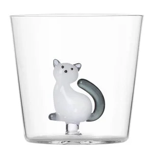 Tabby Cat vannglass 35 cl katt grå hale v:6326511