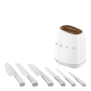 Knivblokk m/6 kniver KBSF02 hvit v:4596891 Knivblokk m/6 kniver KBSF02 hvit v:4596891