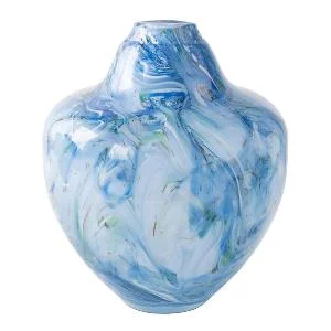 Unik skulptur kunstglass M 24 cm blå multi v:6549350