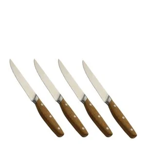 Bosco grillkniv 13 cm 4 stk stål/eik v:3784588 Bosco grillkniv 13 cm 4 stk stål/eik v:3784588
