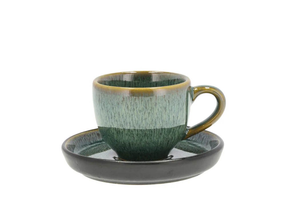 Espressokopp med skål grønn/sort 7cl v:8269176 Espressokopp med skål grønn/sort 7cl v:8269176