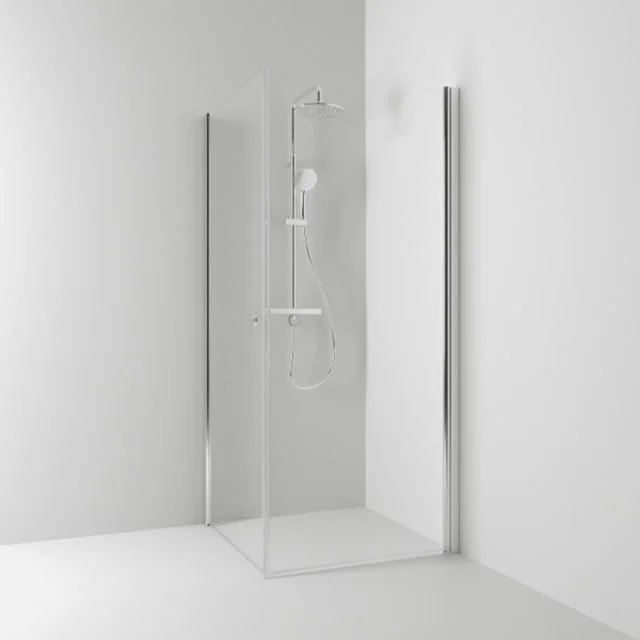 Svedbergs Skoga dusjhjørne rett/fast, 83x100 cm, klart glass, alu blank profil | 62007418