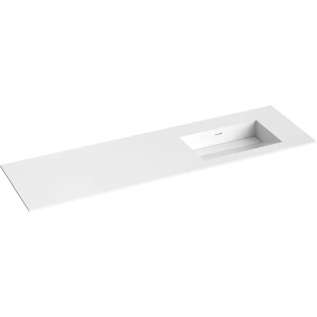 Korsbakken Corian møbelservant, høyre, skrå bunn, uten kranhull, 160×46,5 cm, hvit matt | 373902166