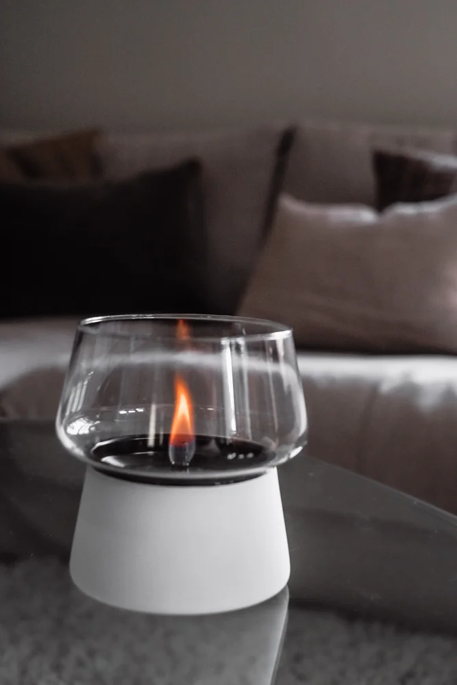 Bordlykt 14cm hvit Amaryllis metall glass v:8525374