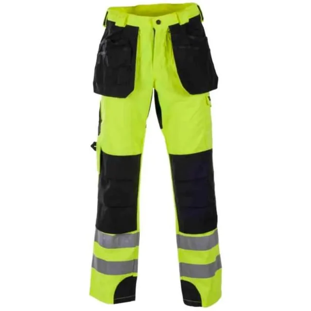 Bekken & Strøm Dokka håndverksbukse, HiVis kl.1, unisex, str. C52, gul/sort | 646421 Bekken & Strøm Dokka håndverksbukse, HiVis kl.1, unisex, str. C52, gul/sort | 646421