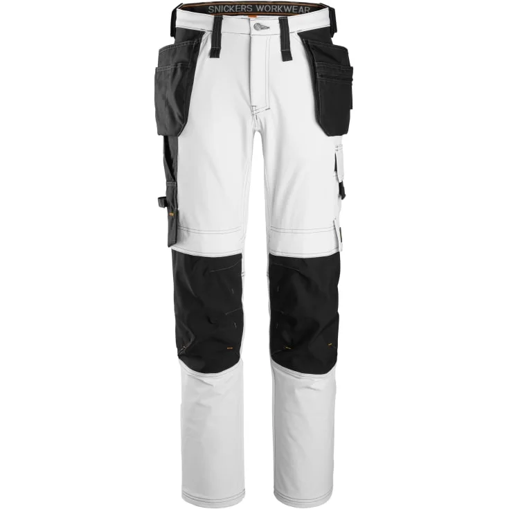 Snickers 6271 AllroundWork arbeidsbukse med stretch, hvit/sort, str. 152 | 6271-0904_152
