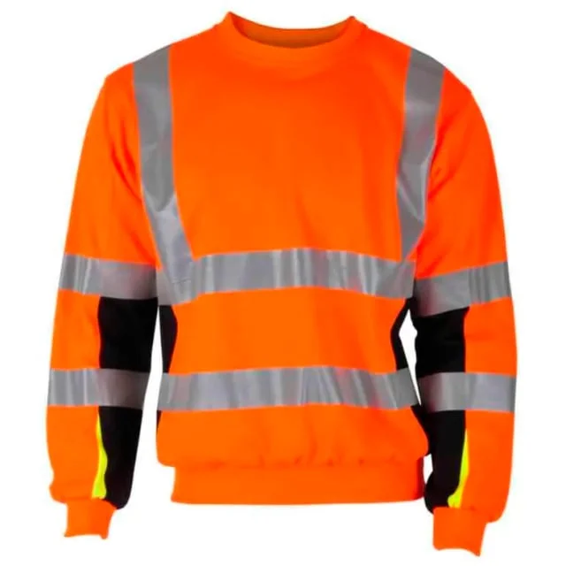 Bekken & Strøm Bergset collegegenser, HiVis kl.3, unisex, str. 2XL, oransje/sort | 677873 Bekken & Strøm Bergset collegegenser, HiVis kl.3, unisex, str. 2XL, oransje/sort | 677873