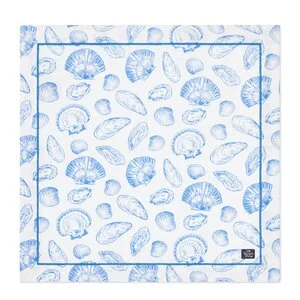 Serviett 50x50 cm bomull skallprintet hvit/blå v:1605869