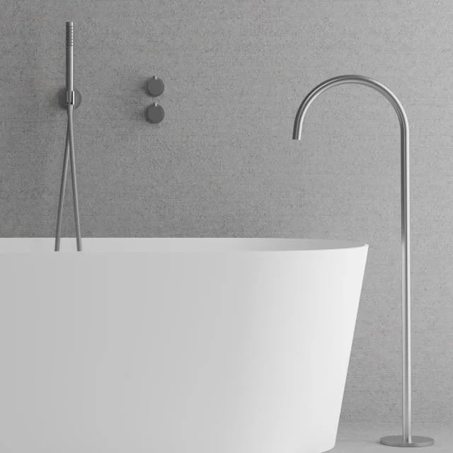 Scandtap Harmonized Bliss 4 badekarbatteri med dusjsett, børstet stål | 21420 Scandtap Harmonized Bliss 4 badekarbatteri med dusjsett, børstet stål | 21420