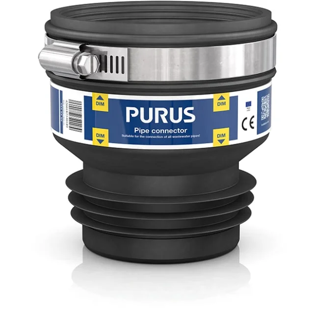 Purus Plug-in gummikobling med slangeklemme, Ø73-85/69-75 mm, sort | 617842-707