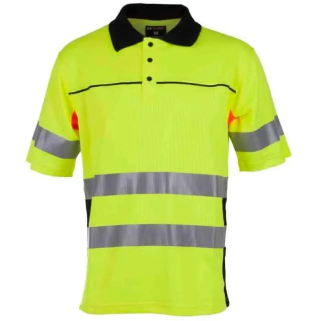 Bekken & Strøm Bergset piqueskjorte, HiVis kl.2, unisex, str. 5XL, gul/sort | 646712