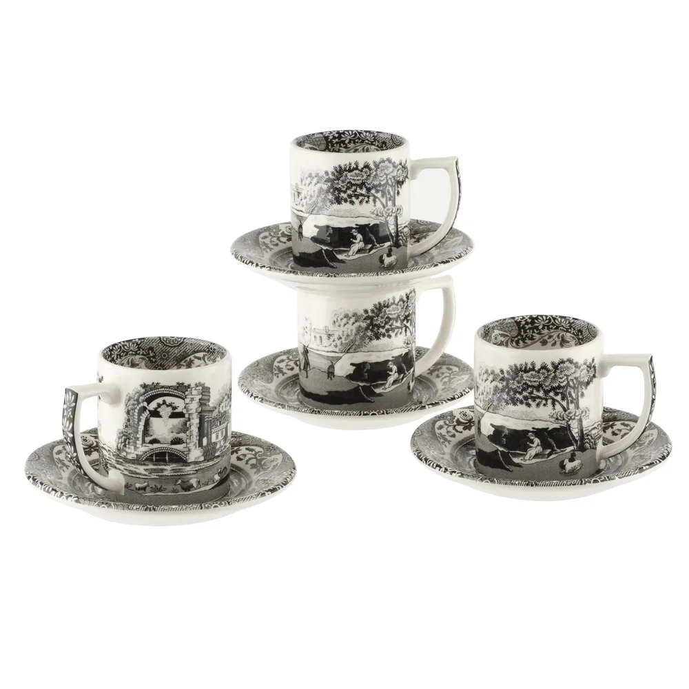 Black Italian espressokopp med fat 4-stk. v:2627136