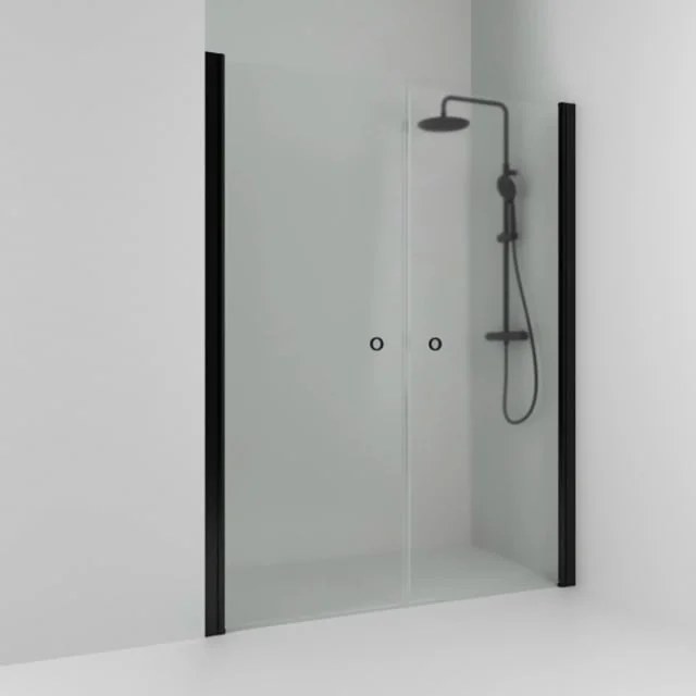 Svedbergs Skoga dusjnisje rett, 178 cm, frostet glass, sort matt profil | 60208290